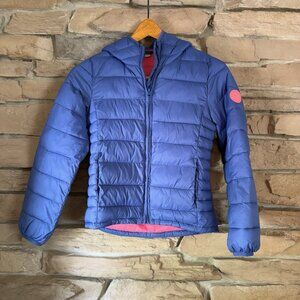 Gap Kids Puffer Jacket Hooded – Blue with Coral Lining – Size XL (12–13 Years)